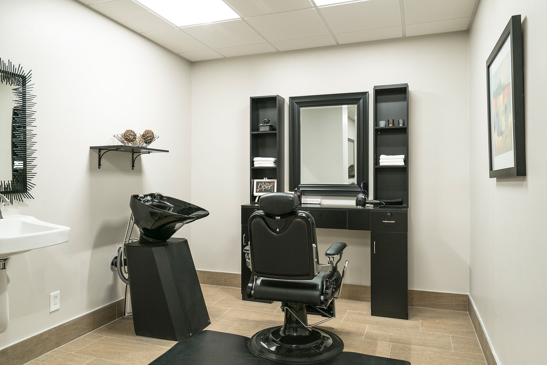 An in-facility hair salon for residents