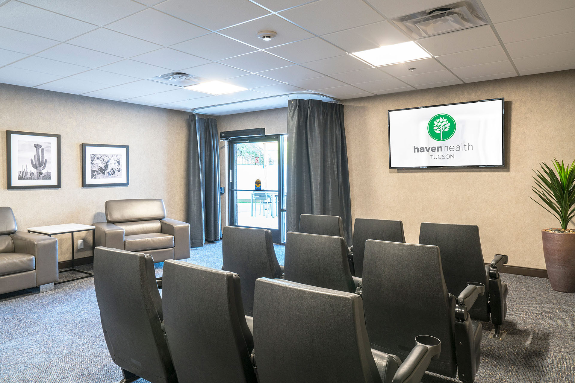 An in-facility movie theatre for residents