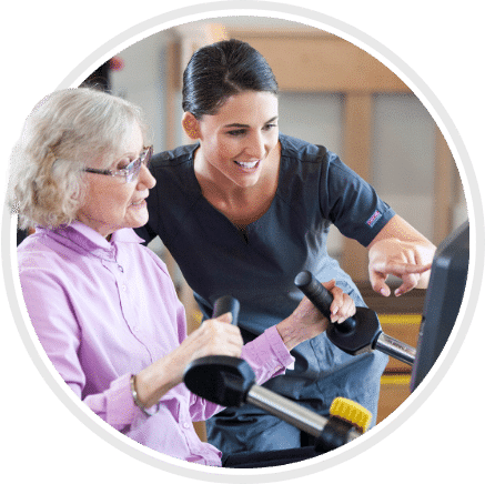 nurse assisting patient with scifit machine