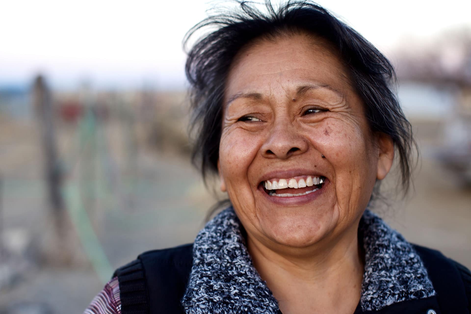 close up of a woman smiling