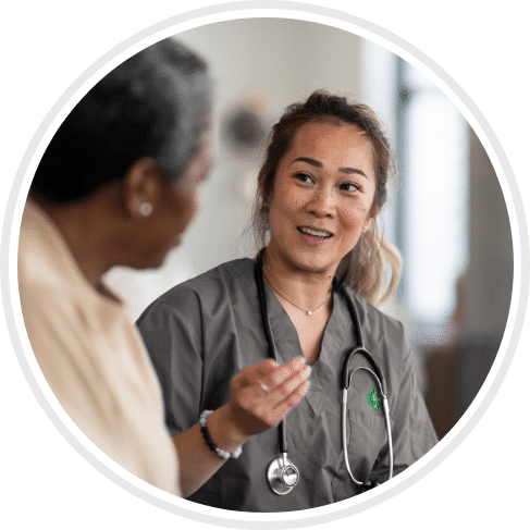 Registered Nurse talking to potential patient