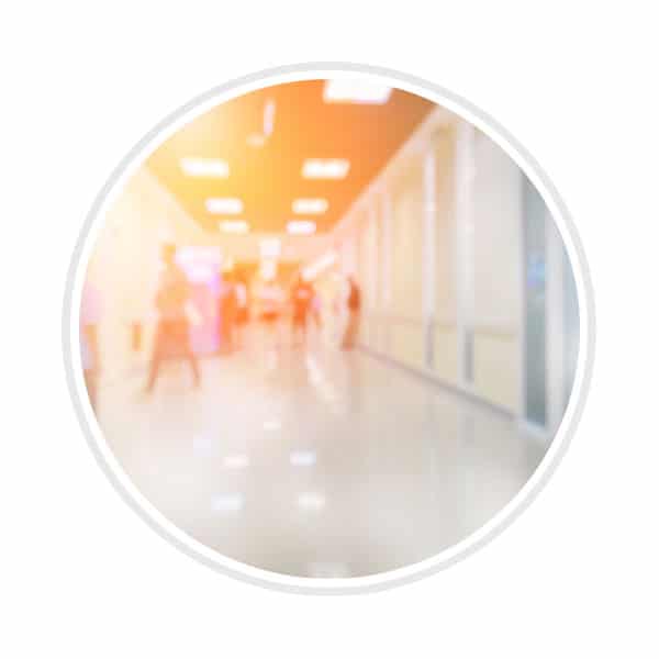 blurred image of nurses working in skilled nursing facility