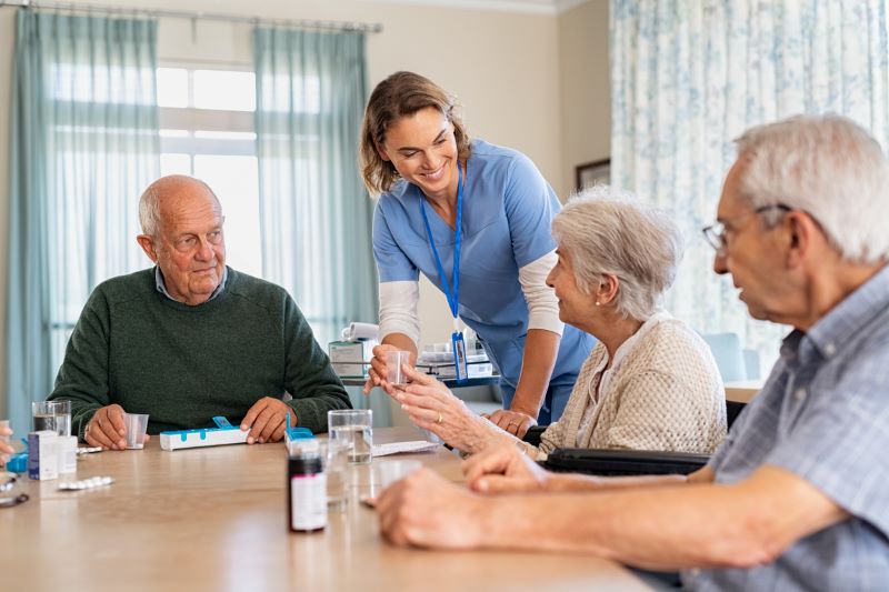 caring professional taking care of senior patients