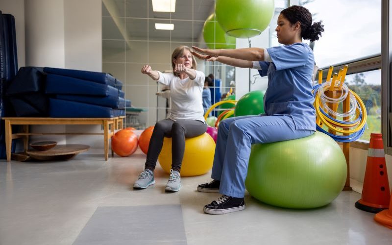 patient receiving occupational therapy for balance