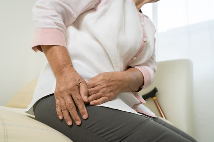 Hip pain of senior woman