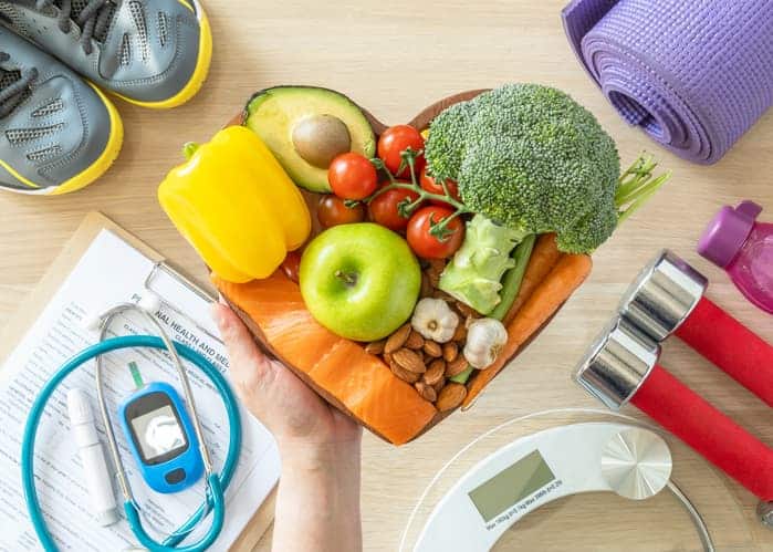 Healthy Foods In Heart Shape On Plate