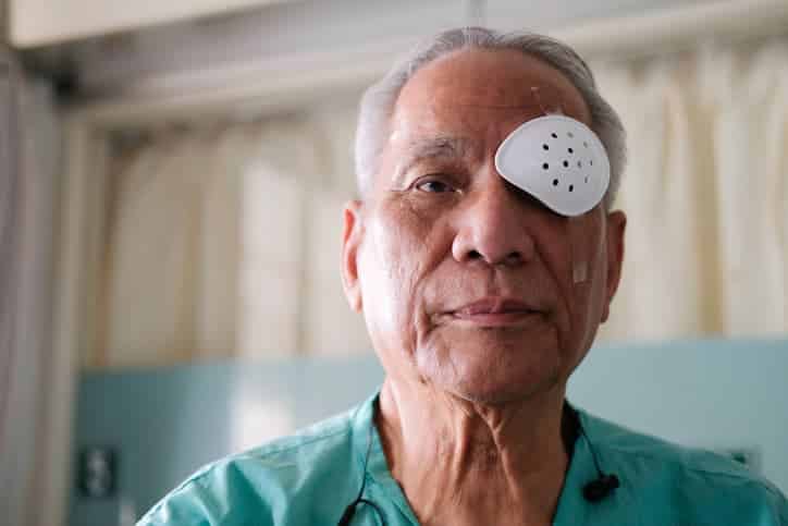 Patient recovering from cataract surgery