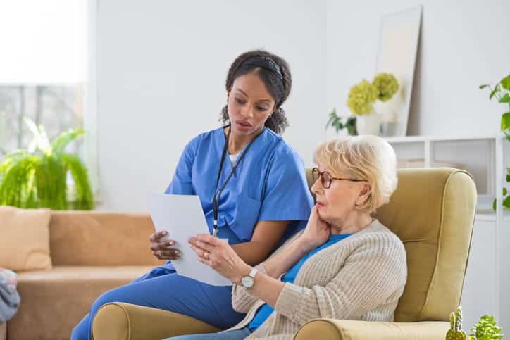 A Nurse Reviewing A Personalized Care Plan With A Patient At A Facility.