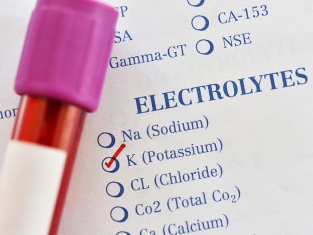 A Blood Test That Has &Quot;K (Potassium)&Quot; Marked Off Under Electrolytes.