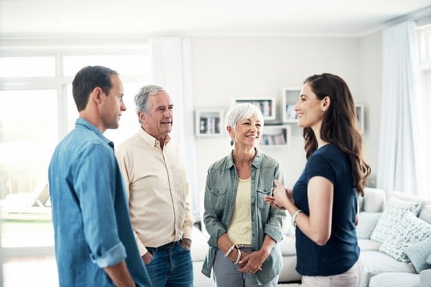 Two Siblings Discuss Care With Their Elderly Parents.